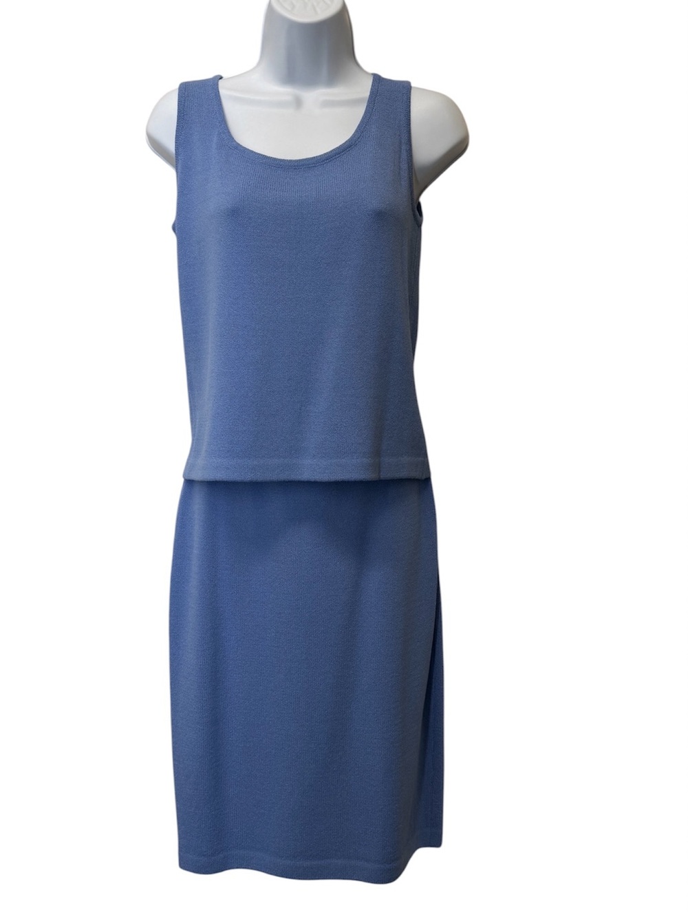 St. John Evening Santana Knit Sky Blue Skirt Set - Size 2 USA